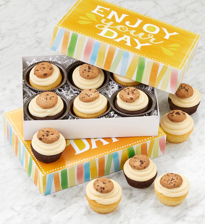 Buttercream-Frosted Chocolate & Vanilla Enjoy Your Day Cupcakes - 12